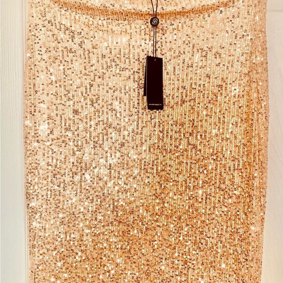Adrianna pappell Sequin rose Gold Skirt xs NWT - Picture 9 of 11